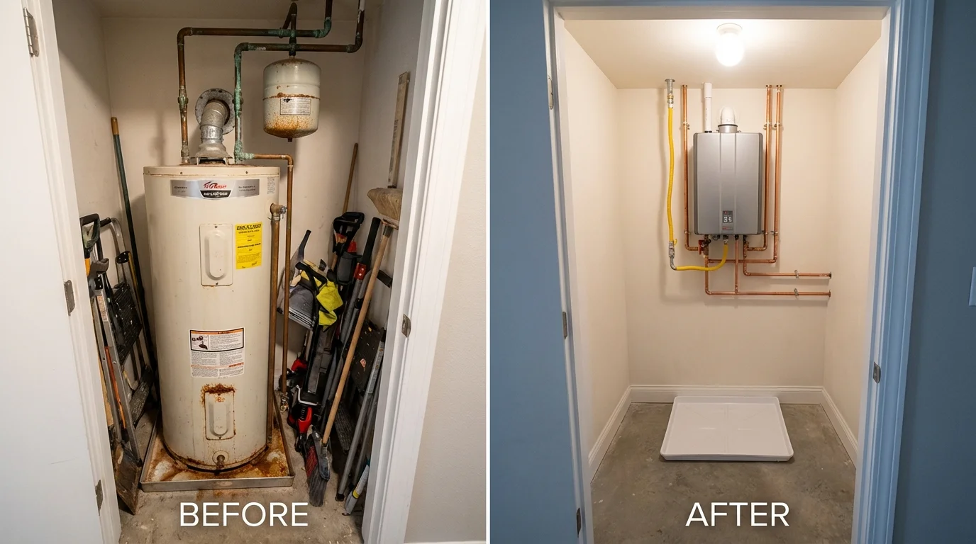 Tank water heater versus wall-mounted tankless unit comparison for Burlington, KY homeowners